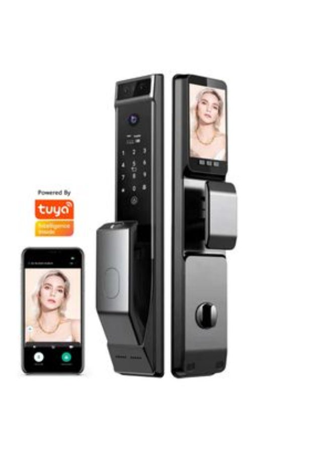 Tuya Smart door lock equipped with a camera and supports Face ID, fingerprint, password, phone application (Tuya Smart), card and key - Image 2