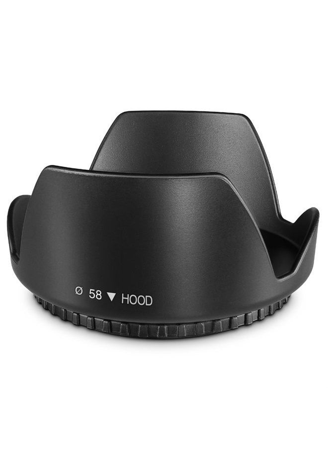 Altura Photo 58MM Tulip Flower Lens Hood for Canon EOS 77D 80D 90D Rebel T8i T7 T7i T6i T6s T6 SL2 SL3 DSLR Cameras with Canon EF-S 18-55mm f/3.5-5.6 is Lens and Select Nikon Lenses  - Image 1