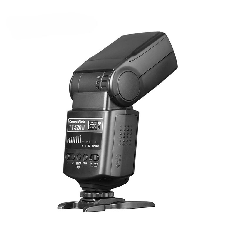 مشعل سقفي TT520 مع حذاء ساخن سقفي ومصباح سقفي كاميرا DSLR - مشعل كاميرا مع إشارة لاسلكية تردد 433 ميجاهرتز مدمجة، مناسب لكاميرات كانون، نيكون، بنتاكس، أوليمبوس ومشعل سقفي قياسي لكاميرات كانون الرقمية - Image 1