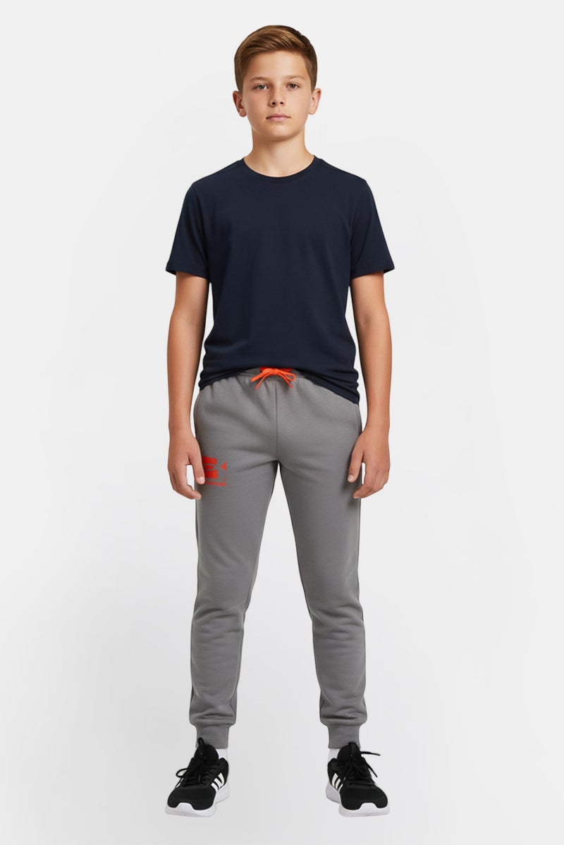 UNDER ARMOUR Kids Boy Loose Fit Brand Logo Sweatpants, Grey - Image 1