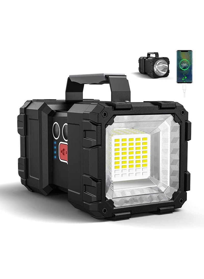 DOCOSS DOCOSS 2 in 1 Torch Light High Power Long Distance Rechargeable Torch Lights Wth Emergency Lights,Water Resistant Camping Light (L2 led + 45 SMD)(Black-Small) 