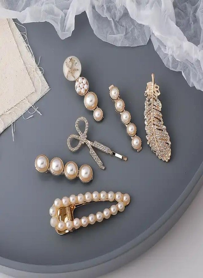 kapimo Pearl Rhinestone Hair Clips Set of 11 Pcs for Women Girls Stylish Metal Hair Pins for Party Bridal & Daily Use Korean Fashion Style Hair Accessories Elegant Hairclips for All Hair Types (White Pink) - Image 3