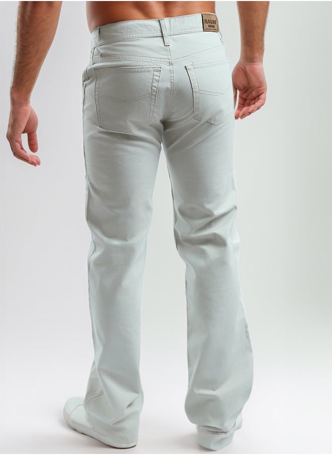RAVIN - Casual Solid Wide Leg Jeans - Light Beige - Image 1