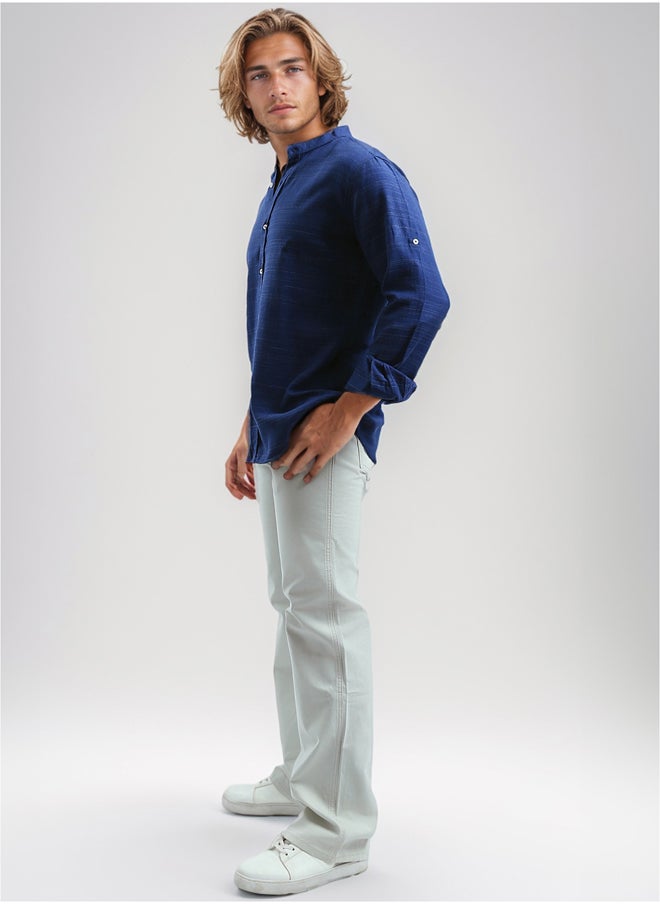 RAVIN - Casual Solid Wide Leg Jeans - Light Beige - Image 1