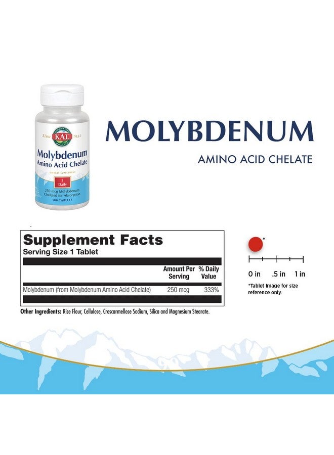 KAL 250 Mcg Molybdenum Chelated Tablets 100 Count - Image 3