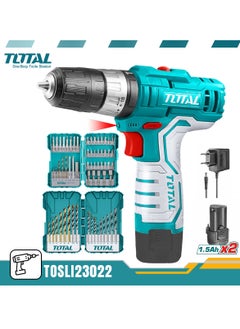 TOTAL Cordless Impact Drill 2 Lithium ion Battery 12V Drilling Machine Electric Drill 45+16 Screwdriver Bits Drill Bits - TOSLI23022 TOTAL  - Image 1