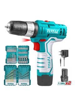 TOTAL Cordless Impact Drill 2 Lithium ion Battery 12V Drilling Machine Electric Drill 45+16 Screwdriver Bits Drill Bits - TOSLI23022 TOTAL  - Image 2
