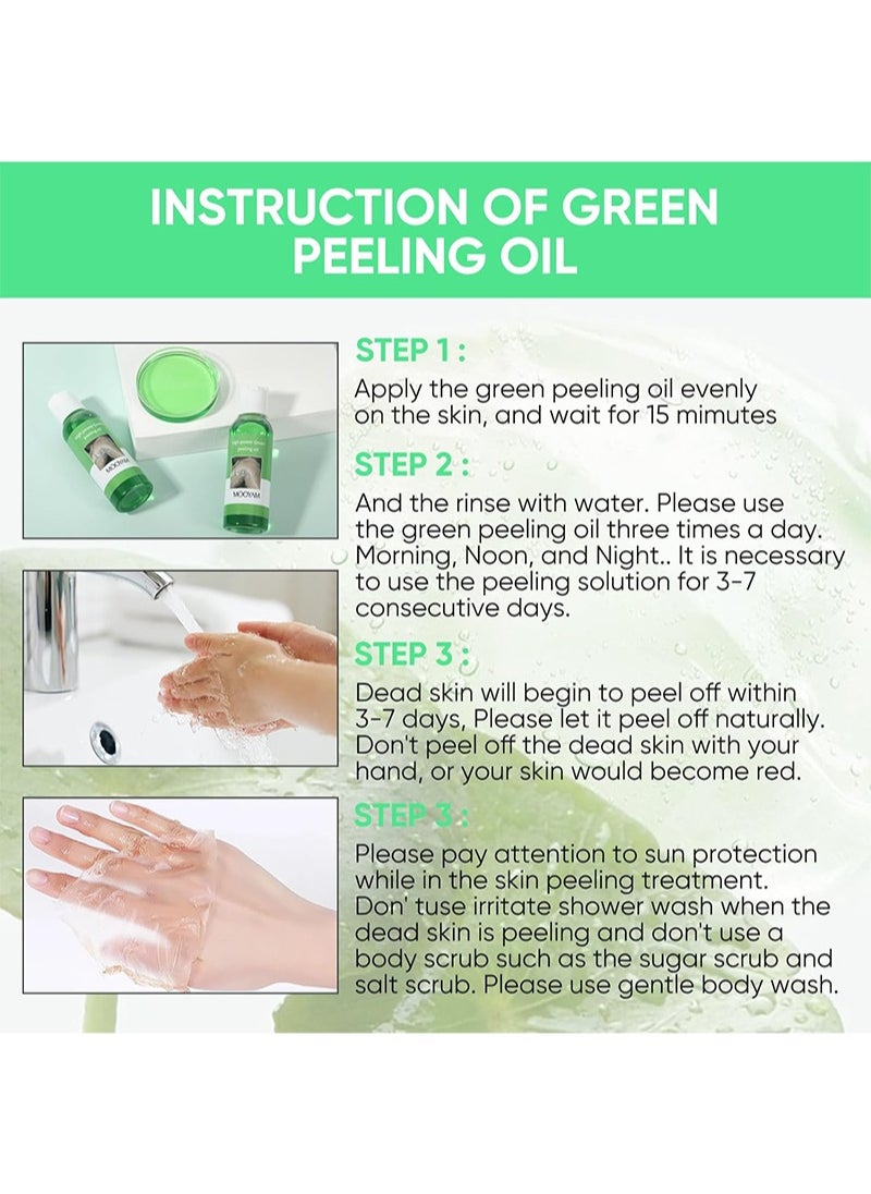 MOOYAM - Peeling Oil for Dark Skin,High Power Green Peeling Oil,Ultra Peeling Oil,Gentle Peeling Oil With Salicylic Acid,Exfoliating Oil for Hands and Feet Peeling,Solution Chemical Peeling for All Skin - Image 1
