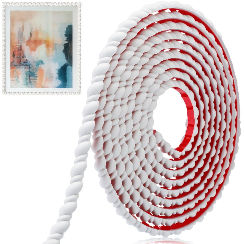 Maasechs Peel and Stick Molding Trim Flexible Molding Trim for Walls Self Adhesive Paintable DIY Wall Trims for DIY Mirror Frame Cabinet Edge Picture(Elegant,16.4 ft x 0.59 Inch,White) - Image 1