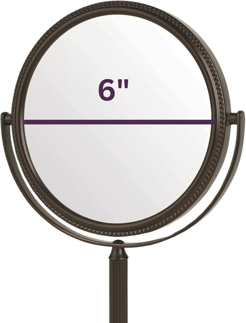 Jerdon Two-Sided Tabletop Makeup Mirror with 1X & 10X Magnification - 6-Inch Diameter, Modern Bronze Finish, Swivel Design - Image 2