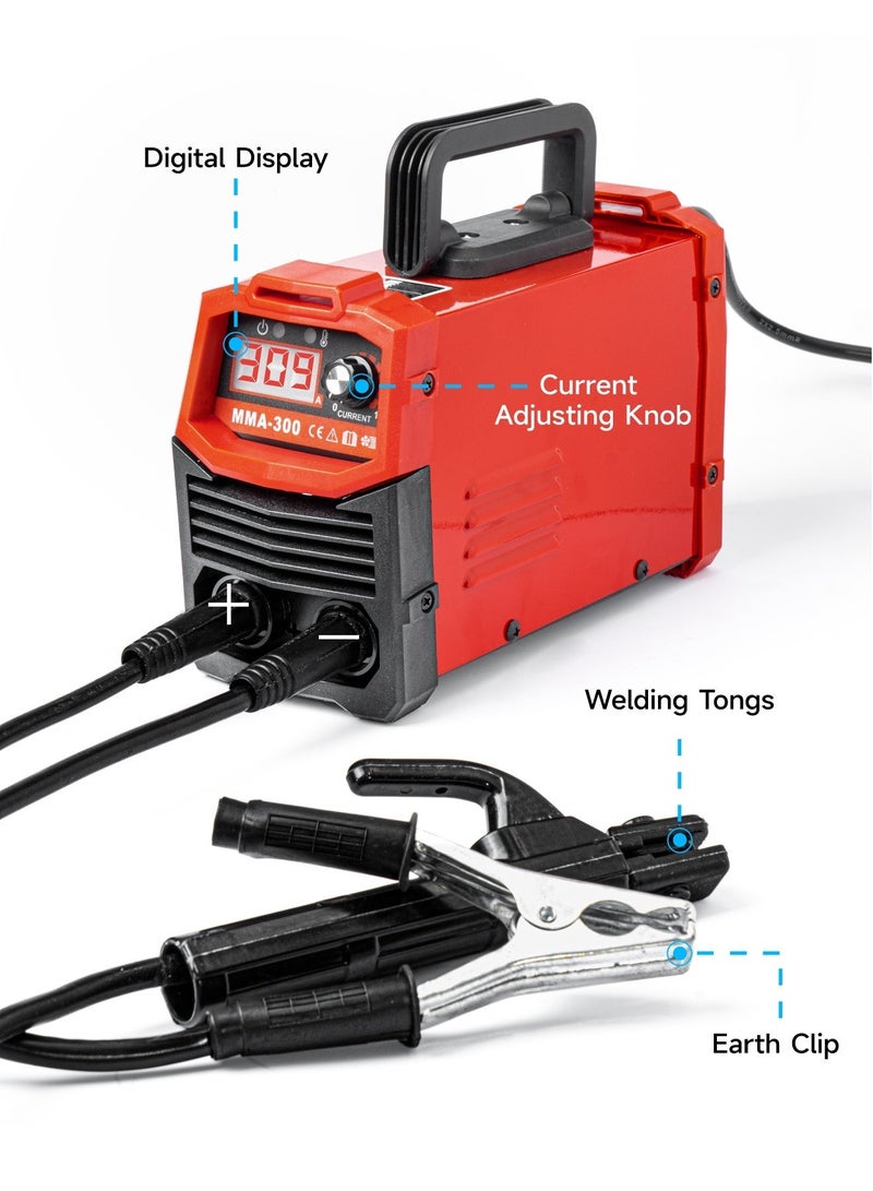 الواحة الذهبية  آلة لحام عاكس تيار مستمر 300 أمبير 220 فولت | آلة لحام صغيرة محمولة بدرجة صناعية | شاشة عرض رقمية LED ذكية | مثالية لهياكل الصلب، إصلاح السيارات ولحام المنازل | كفاءة طاقة عالية وأداء ثابت - Image 3