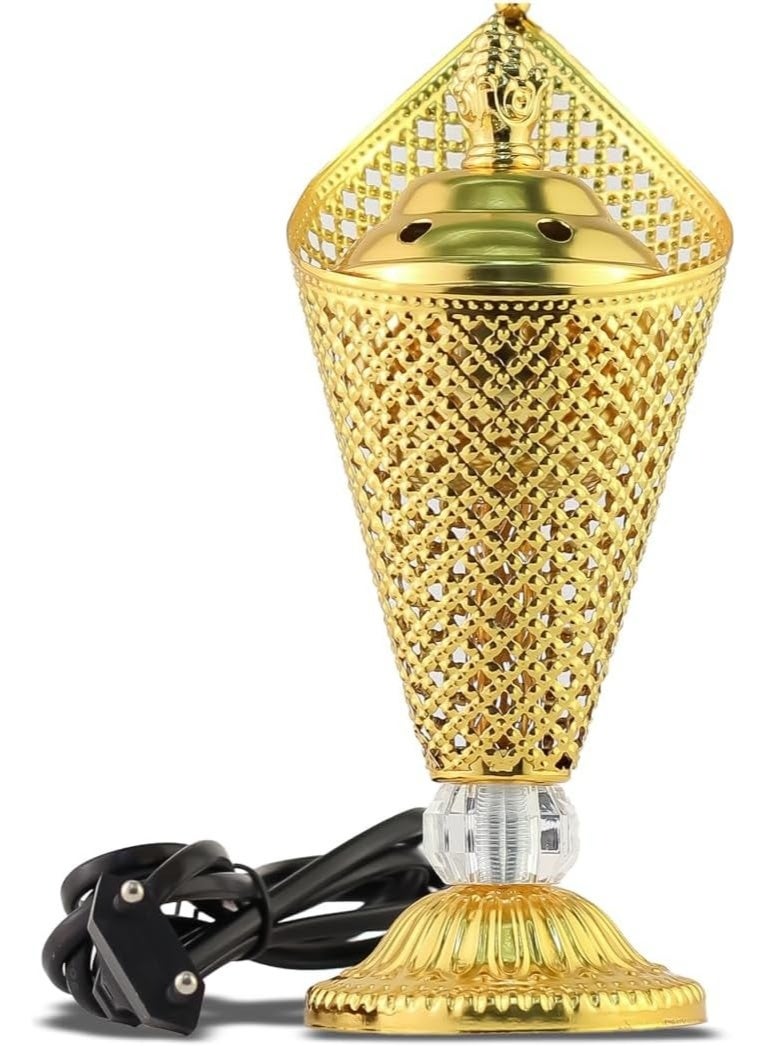Arabian Electric Incense Burners metal Vintage Arabic Burner,Middle Eastern Incense Holder- Electric Incense Burner Bakhoor Suitable For Arabian Oud,Home, Hotel Decor (Gold) - Image 1