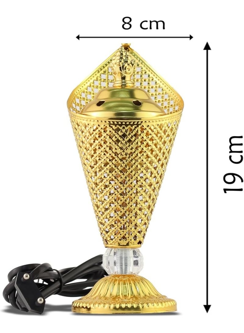 Arabian Electric Incense Burners metal Vintage Arabic Burner,Middle Eastern Incense Holder- Electric Incense Burner Bakhoor Suitable For Arabian Oud,Home, Hotel Decor (Gold) - Image 2