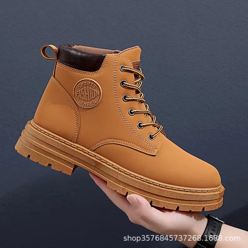 Thick-Soled Boots For Women 2024 British Style Breathable Trbottomyy Rhubarb Boots Motorcycle Single Boots Short Boots For Men And Women - Image 2