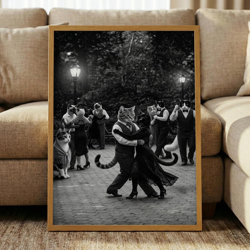 TNESSENTIAL Cat Tango Print – Black Cat Wall Art, Dancing Feline Poster, Anthropomorphic Cat Art, Tango Lovers Decor, Cat Lovers Gift, Unique Wall Art - Image 5