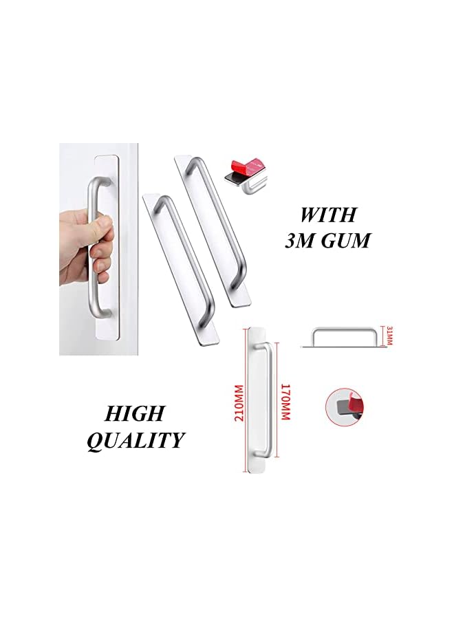 promass 2 Pack Self-Stick Instant Door Handle,Adhesive Furniture Drawer Handles,Alloy Drawer Push Pull Handles for Kitchen Cabinet Sliding Closet - Image 3