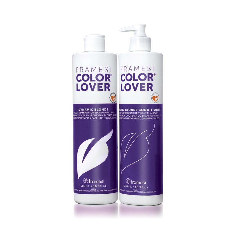 Framesi Color Lover Dynamic Blonde Purple Shampoo and Conditioner Set, 16.9 fl oz - Image 1