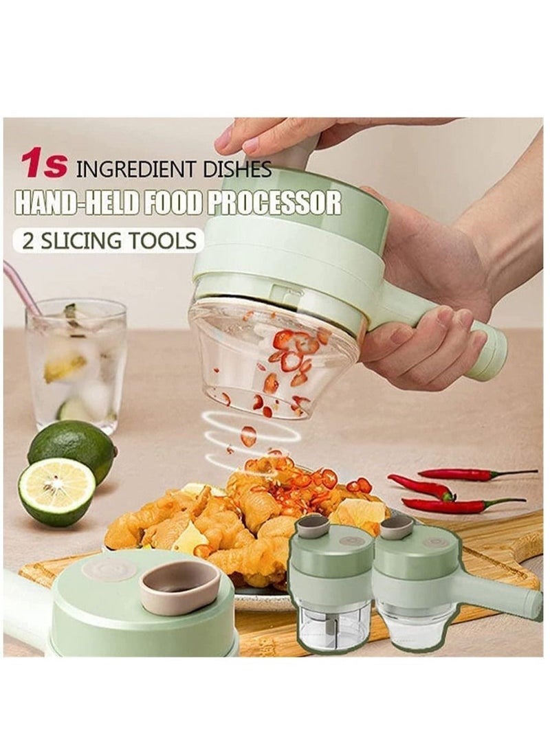 4 in 1 Portable Electric Vegetable Cutter Set,Gatling Vegetable Chopper Mini Wireless Food Processor,Garlic Chili Onion Celery Ginger Meat Garlic Chopper with Brush - Image 2