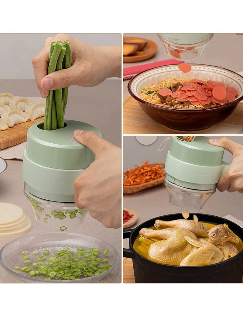 4 in 1 Portable Electric Vegetable Cutter Set,Gatling Vegetable Chopper Mini Wireless Food Processor,Garlic Chili Onion Celery Ginger Meat Garlic Chopper with Brush - Image 4