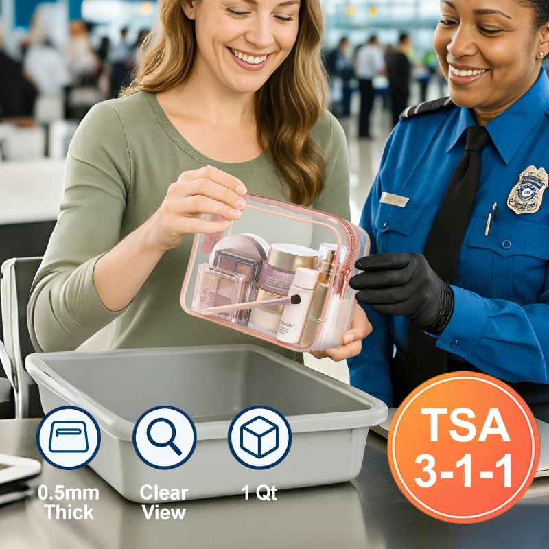 PACKISM TSA Approved Toiletry Bag - Clear Makeup Bag Waterproof Quart Size Bag, Travel Makeup Cosmetic Bag for Women, Carry on Airport Airline Compliant Bag, 3 Pack - Image 2