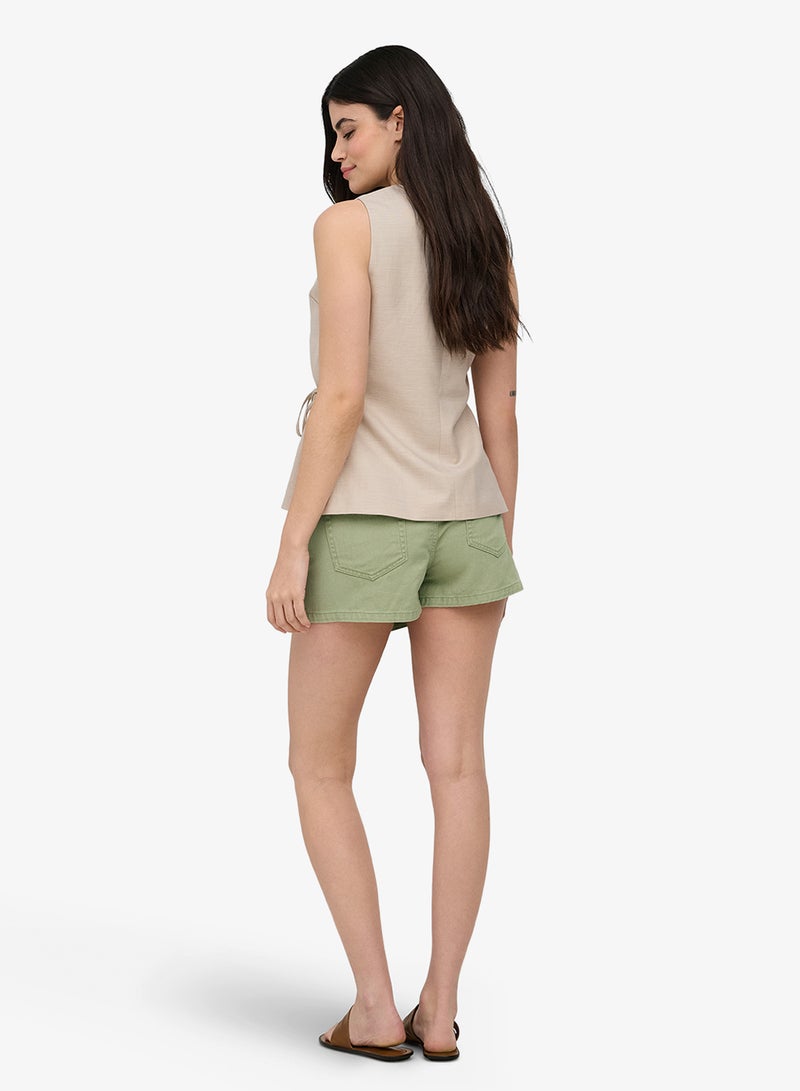 ONLY Sleeveless Linen Wrap Waistcoat - Image 2