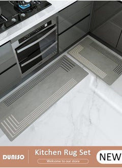 DUNISO 2 PCS  Kitchen Mats and Rugs Set , Non Slip Heavy Duty Standing Mat, Quick Dry Diatom Mud Floor Mat,  Extra Soft and Absorbent Floor Mats for  Kitchen, Bath, Office, Laundry(40*60cm+40*120cm)  - Image 1