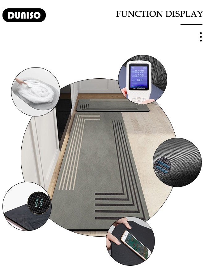 DUNISO 2 PCS  Kitchen Mats and Rugs Set , Non Slip Heavy Duty Standing Mat, Quick Dry Diatom Mud Floor Mat,  Extra Soft and Absorbent Floor Mats for  Kitchen, Bath, Office, Laundry(40*60cm+40*120cm)  - Image 5