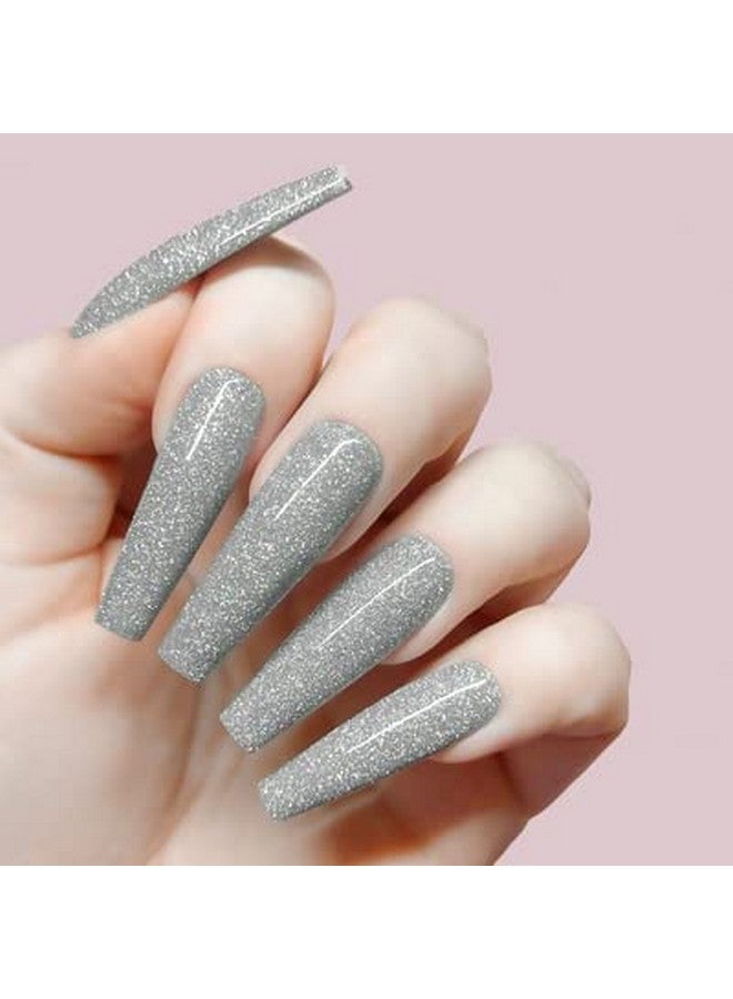 كيارا سكاي طلاء أظافر احترافي بالأشعة فوق البنفسجية نقع أوف دايموند إف إكس طلاء جل عاكس Moondust (فضي) - Image 3