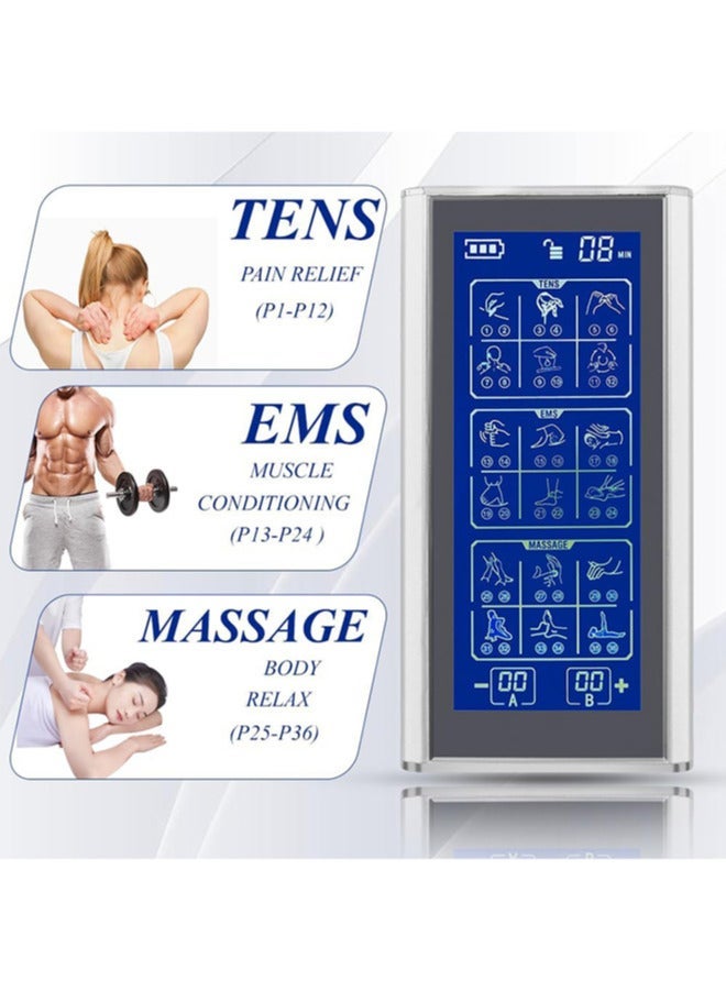 general Dual Channel Tens Unit Muscle Stimulator Machine Rechargeable Pulse Massager Full Body Acupuncture Massage with 36 Modes and 8 Electrodes Pads for Relieving Back Neck Stress Sciatic Pain - Image 4
