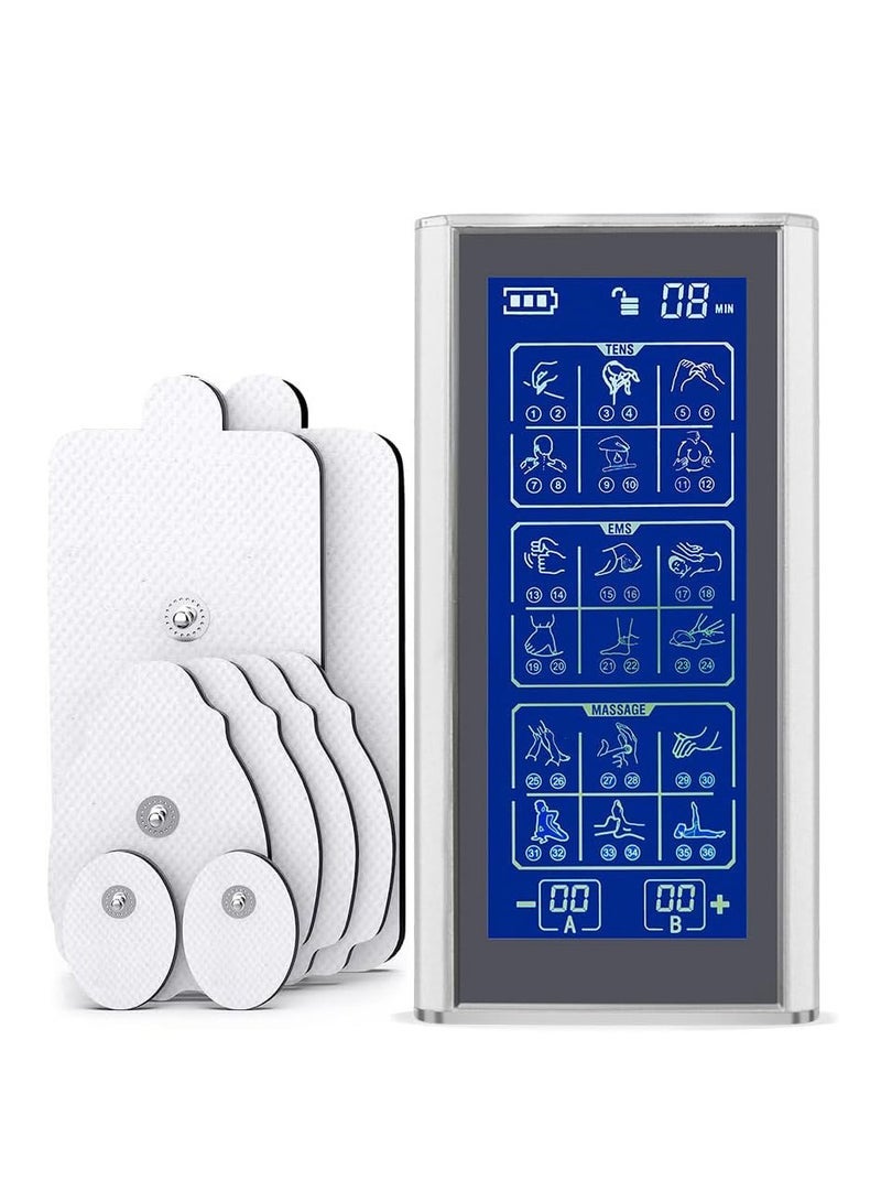 general Dual Channel Tens Unit Muscle Stimulator Machine Rechargeable Pulse Massager Full Body Acupuncture Massage with 36 Modes and 8 Electrodes Pads for Relieving Back Neck Stress Sciatic Pain - Image 1