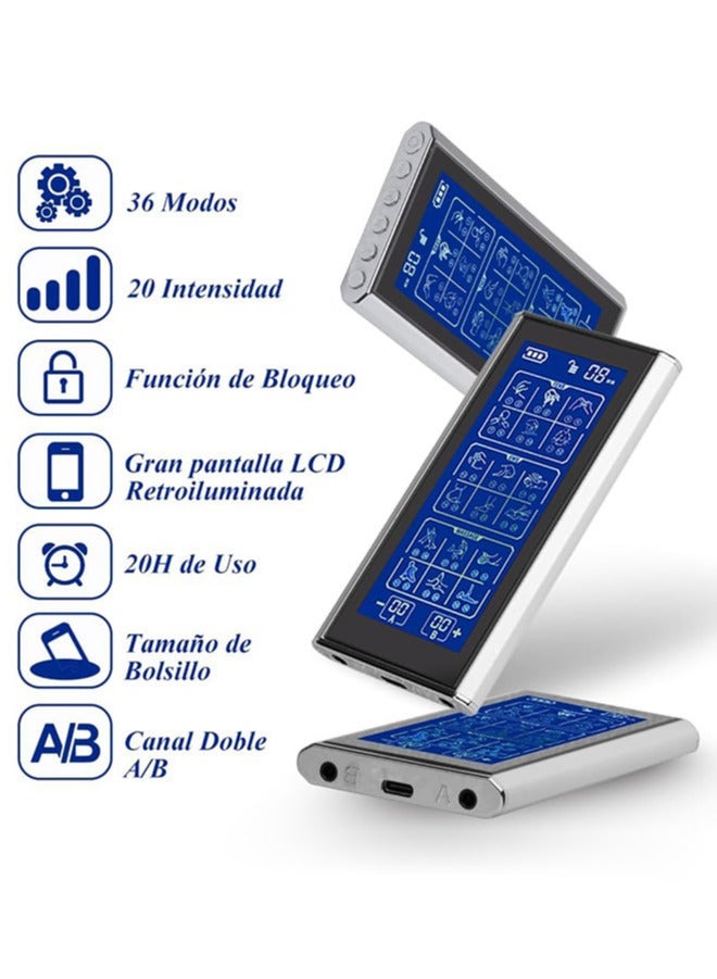 general Dual Channel Tens Unit Muscle Stimulator Machine Rechargeable Pulse Massager Full Body Acupuncture Massage with 36 Modes and 8 Electrodes Pads for Relieving Back Neck Stress Sciatic Pain - Image 3