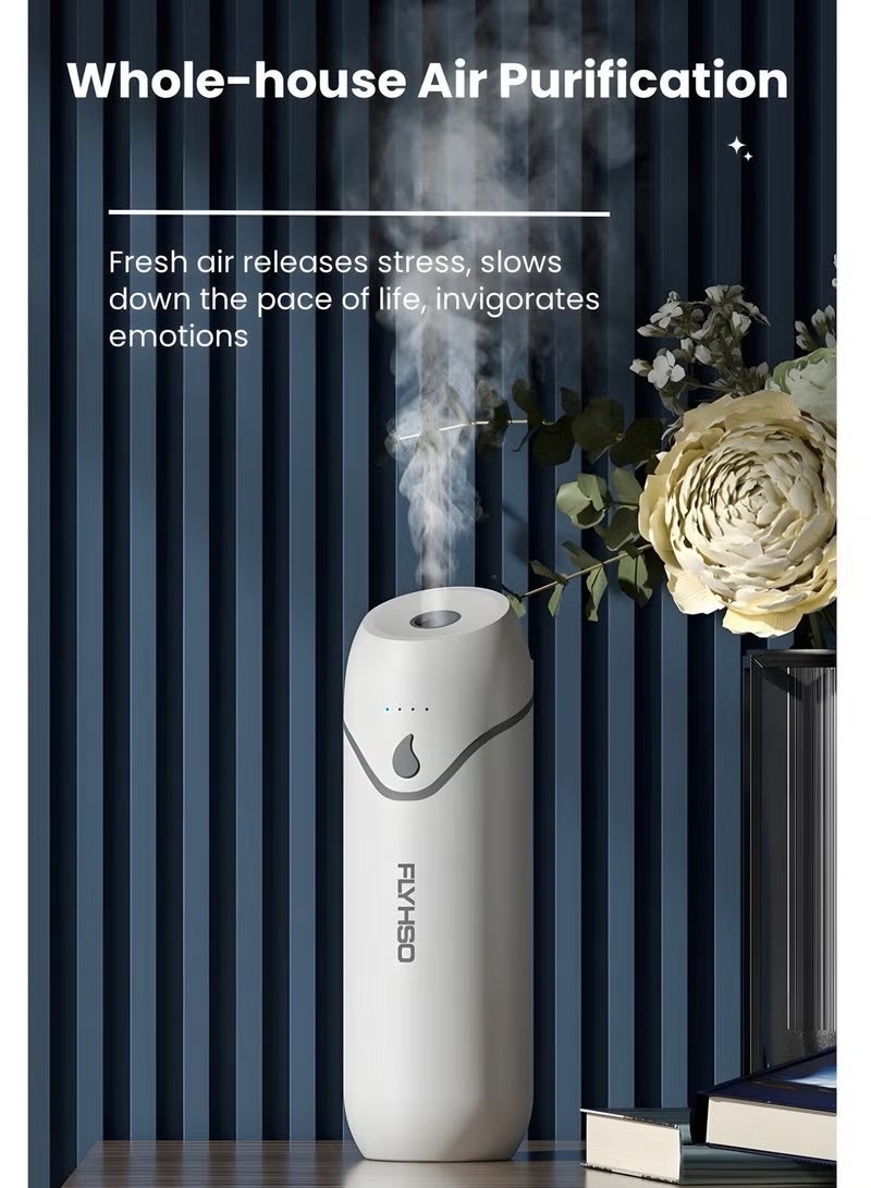 FLYHSO 2-in-1 USB Mini Humidifier and Essential Oil Diffuser, Portable Quiet Cool Mist Diffuser with Automatic Shutdown Function, Contains Essential Oils, Suitable for Home, Bedroom, and Office (White) - Image 4