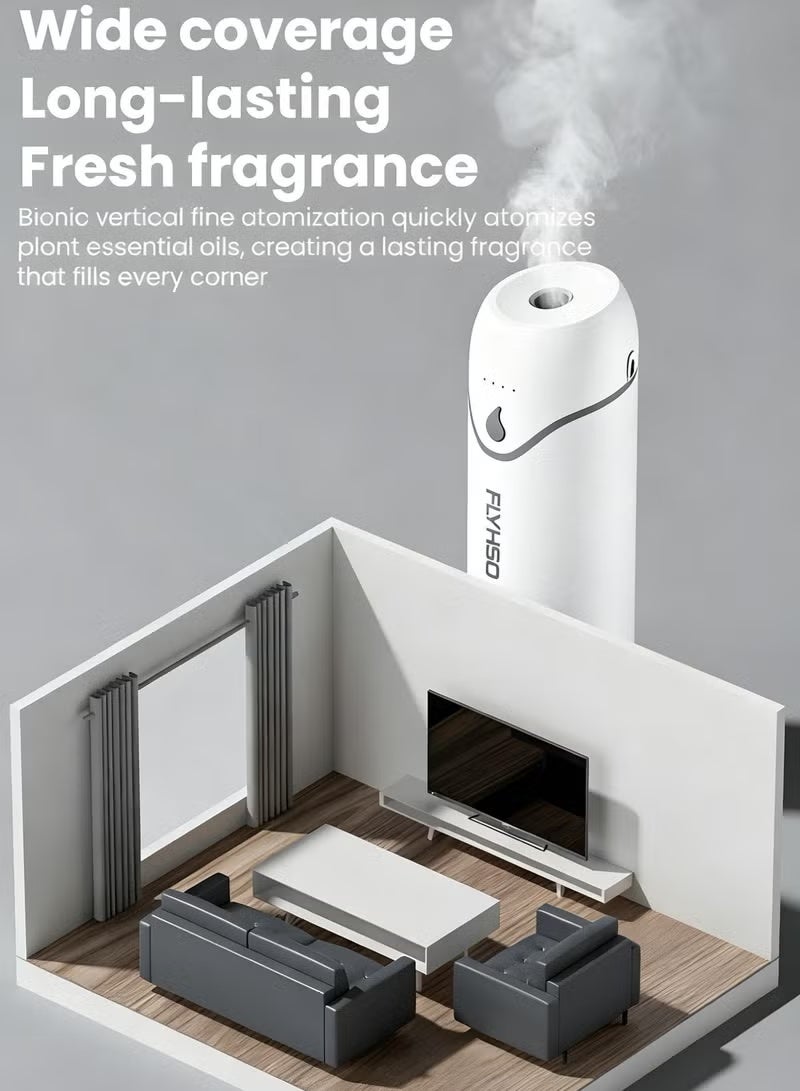 FLYHSO 2-in-1 USB Mini Humidifier and Essential Oil Diffuser, Portable Quiet Cool Mist Diffuser with Automatic Shutdown Function, Contains Essential Oils, Suitable for Home, Bedroom, and Office (White) - Image 2