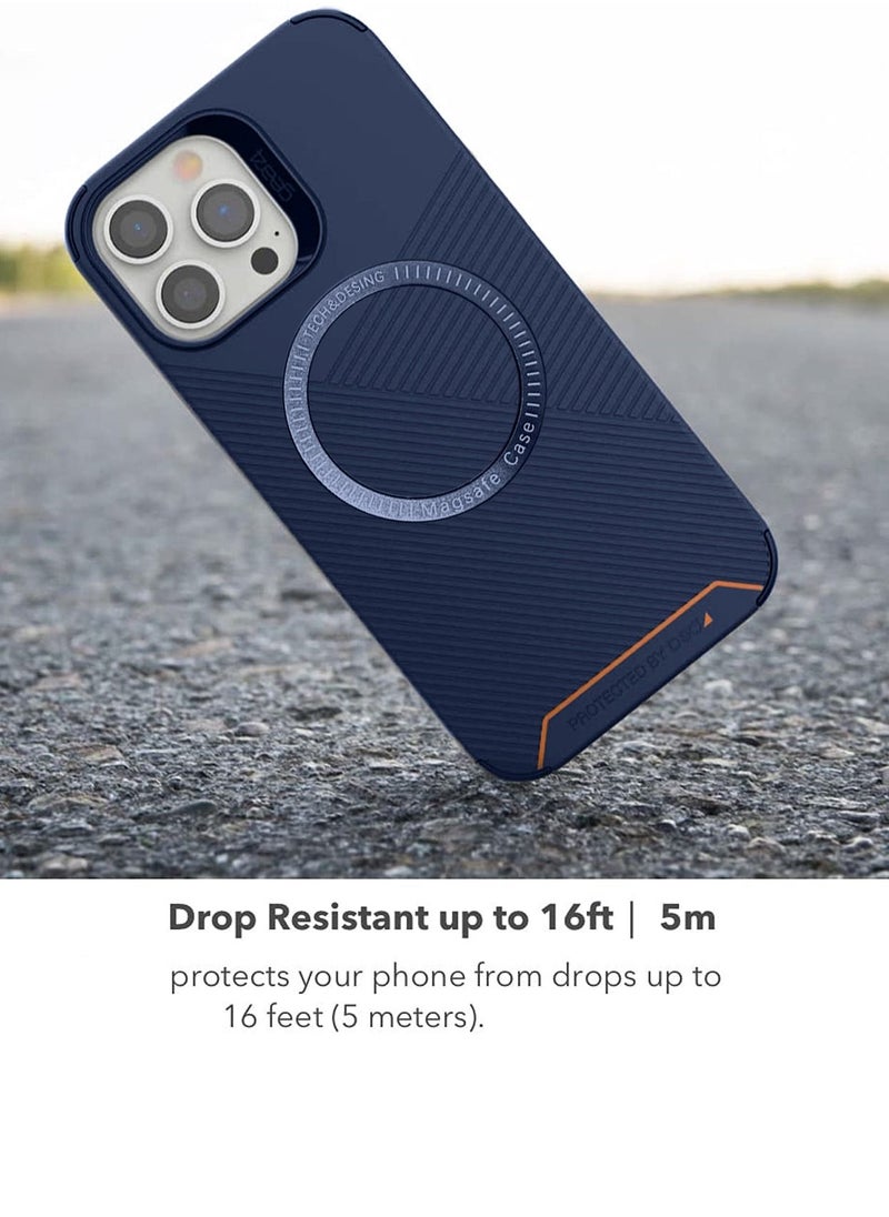 D3O NEO Hybrid Crystal Magnetic Case Cover With MagSafe Wireless Charging Function And Magnetic Car Holder For Apple iPhone 14 Pro 6.1 Inch Blue