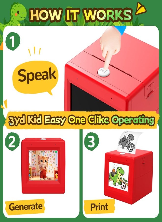 iHeartYard Voice-to-Image Ai Sticker Maker for Kids, Wireless & Inkless Ai Sticker Printer Rechargeable Mini Sticker Maker for 3+ Kids Birthday Gifts Crafts - Image 2