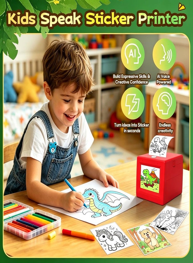 iHeartYard Voice-to-Image Ai Sticker Maker for Kids, Wireless & Inkless Ai Sticker Printer Rechargeable Mini Sticker Maker for 3+ Kids Birthday Gifts Crafts - Image 3