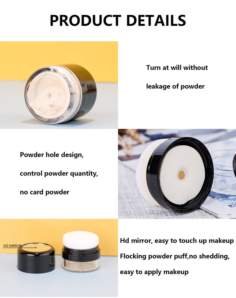 MUAECH Empty Bottle for Dry Shampoo Powder for Women, Reusable, Travel Size with Powder Sponge Applicator for Easy Apply, Refillable Loose Powder Box with Mirror - Image 5
