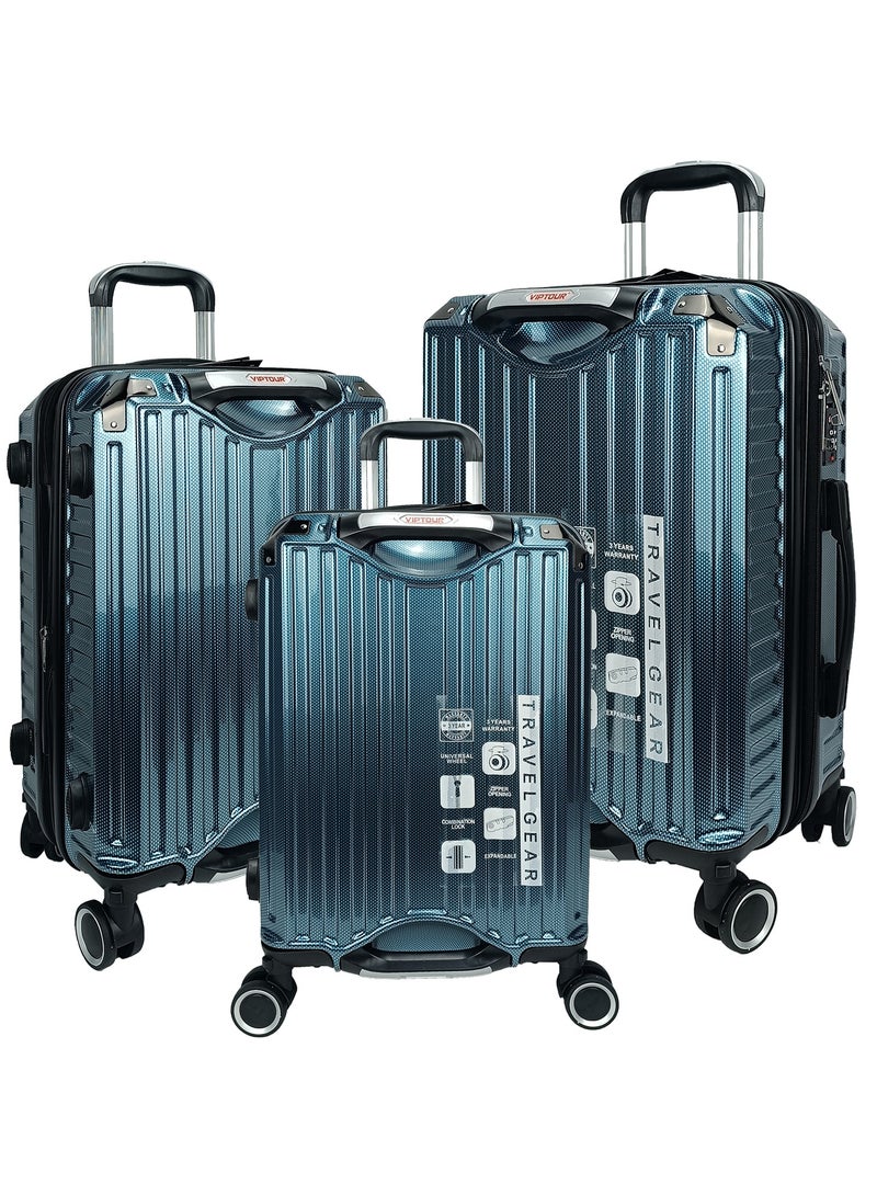 VIPTOUR Trolley Luggage Set of 3 PCS TPC Hard Side Spinner Wheels with TSA Lock With Cup Holder - Image 1