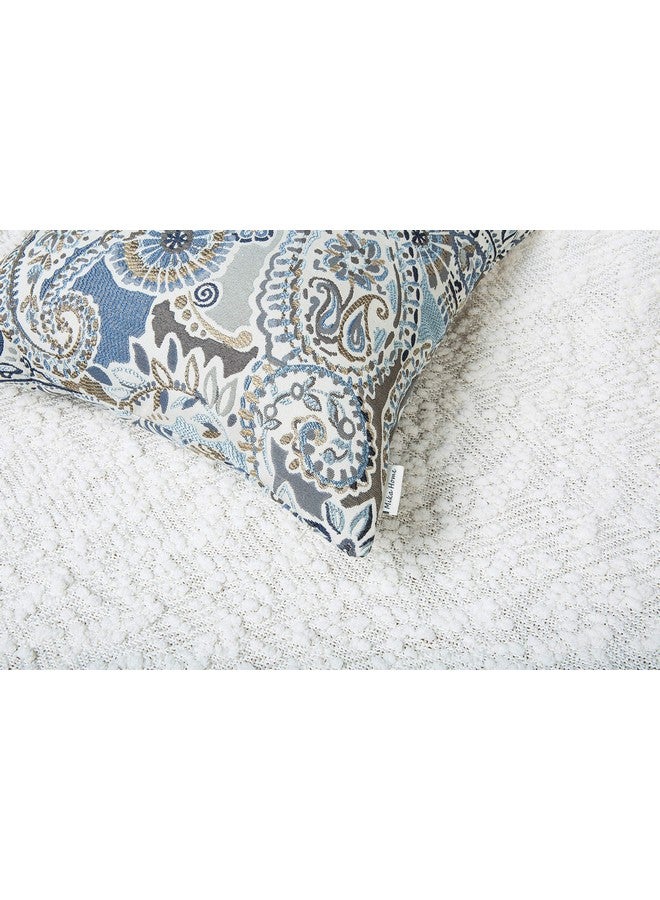 Mika Home Mika Home Pack of 2 Decorative Accent Throw Pillow Cover Sham Cushion Case,Paisley Pattern,20x20 Inches,Blue Brown Cream Multicolor - Image 5