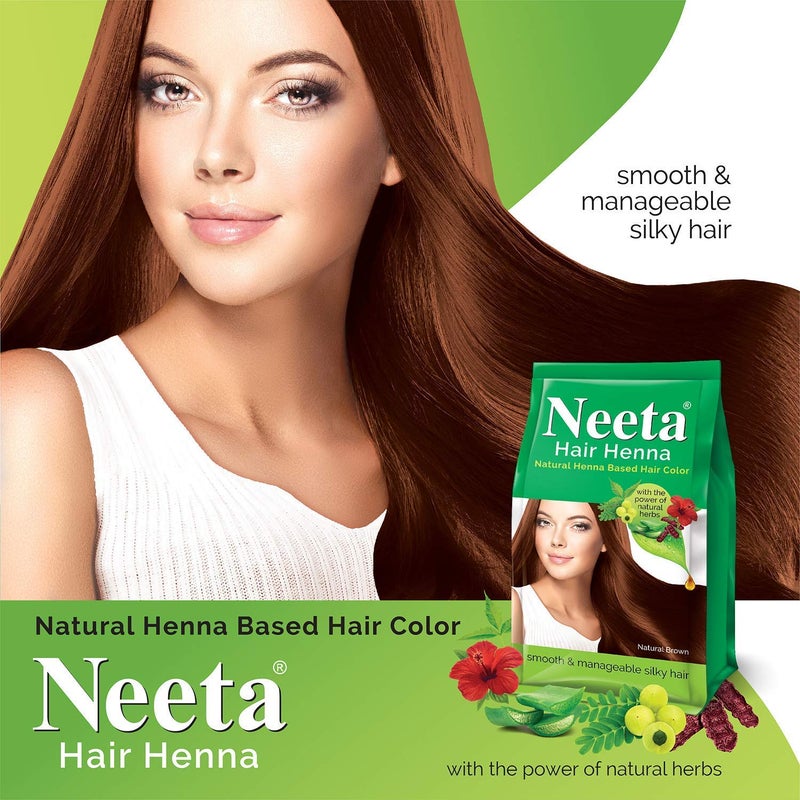 Neeta Hair Henna Powder Enriched With Natural Herbs, Ammonia Free Henna Hair Dye - Natural Brown - 4.41Oz - Image 2