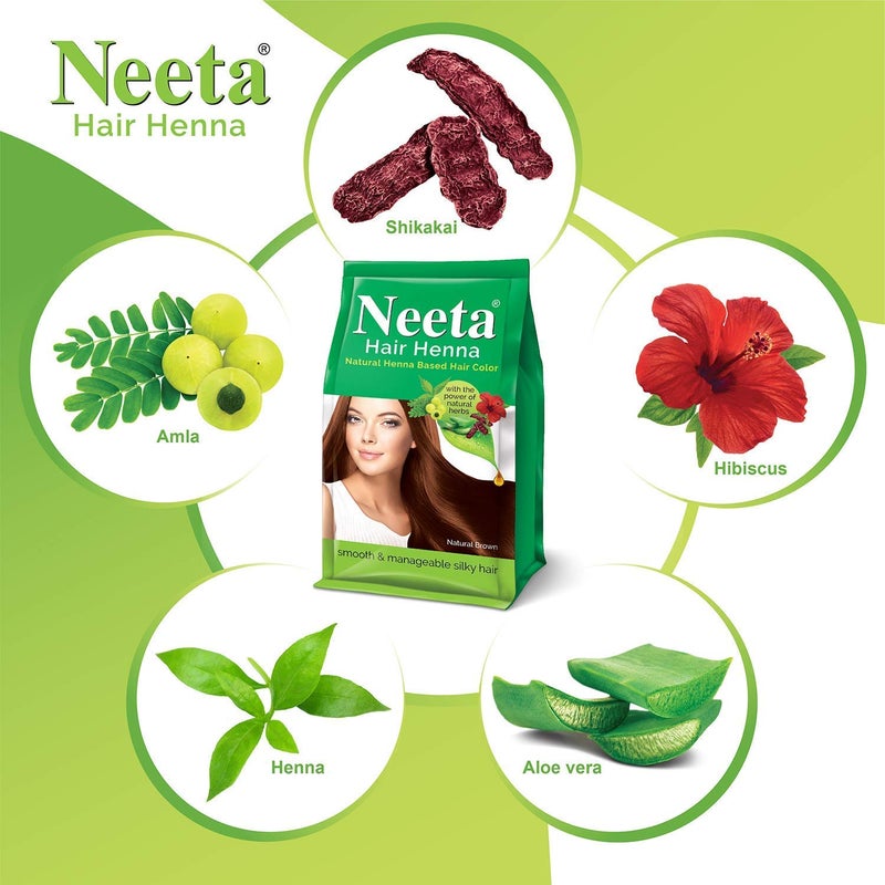 Neeta Hair Henna Powder Enriched With Natural Herbs, Ammonia Free Henna Hair Dye - Natural Brown - 4.41Oz - Image 3