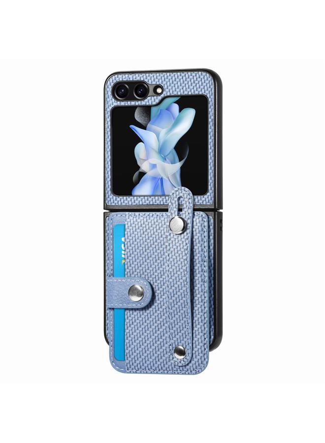 Green Tiger For Samsung Galaxy Z Flip6 Wristband Kickstand Card Wallet Back Cover Phone Case(Blue)