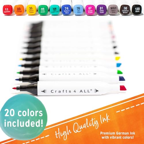 Crafts 4 All Fabric Markers for Clothes - Pack of 20 No Fade, Dual Tip Permanent Fabric Pens - No Bleed, Machine Washable Shoe Markers for Fabric Decorating - Laundry Marker, Erases Stains Easily - Image 2