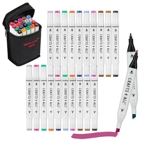 Crafts 4 All Fabric Markers for Clothes - Pack of 20 No Fade, Dual Tip Permanent Fabric Pens - No Bleed, Machine Washable Shoe Markers for Fabric Decorating - Laundry Marker, Erases Stains Easily - Image 1