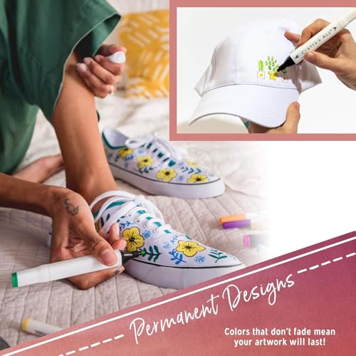 Crafts 4 All Fabric Markers for Clothes - Pack of 20 No Fade, Dual Tip Permanent Fabric Pens - No Bleed, Machine Washable Shoe Markers for Fabric Decorating - Laundry Marker, Erases Stains Easily - Image 5