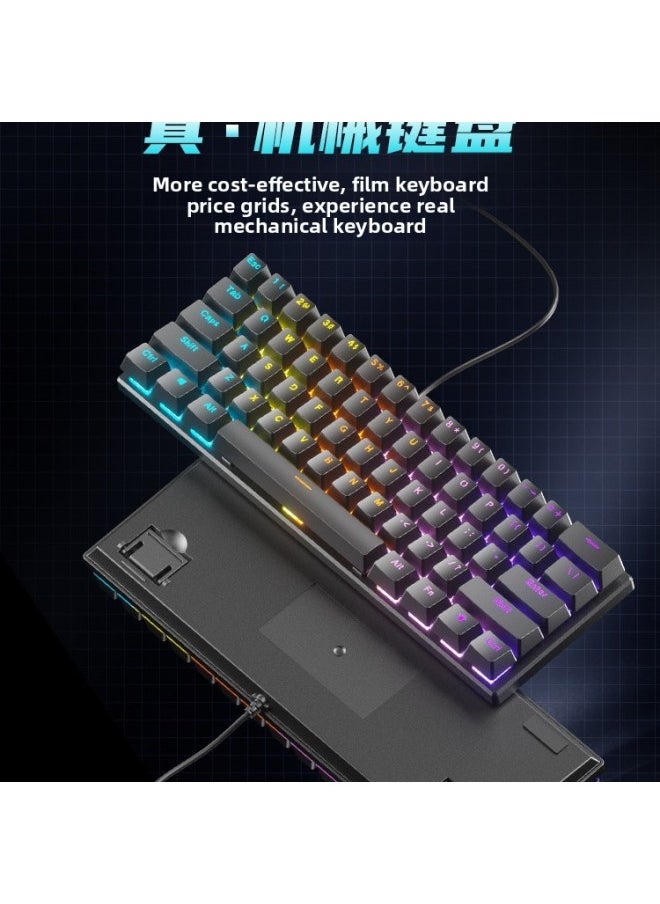 Generic Explosions Mechanical Keyboard 61 Key Mixed Light Wired Green Tea Shaft Game Computer Electronic Competition Mechanical Keyboard Direct Sales-Color:61 Keys - White [wired] Mixed Light - Brown Switch  - Image 5
