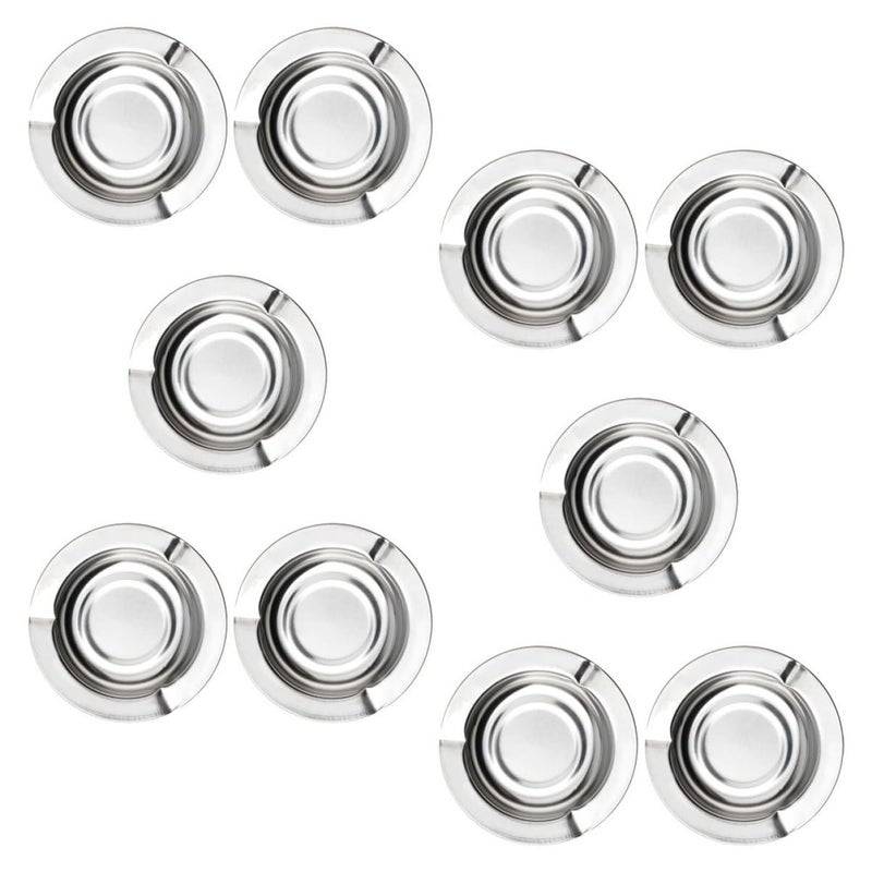 Stainless Steel Round Cigarette Ashtray Portable 10 Pack for Indoor Outdoor Use - Image 2