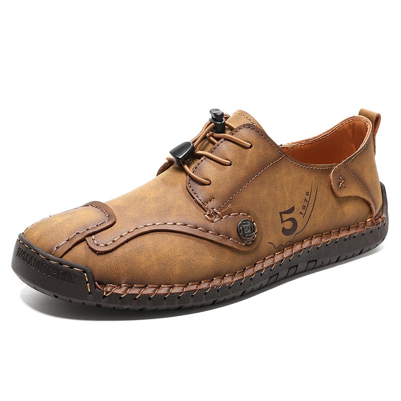 Large Size Men'S Shoes Spring And Autum New Fashion Versatile Outdoor Genuine Leather Soft Sole Casual Shoes Hand-Sewn Men'S Shoes - Image 1
