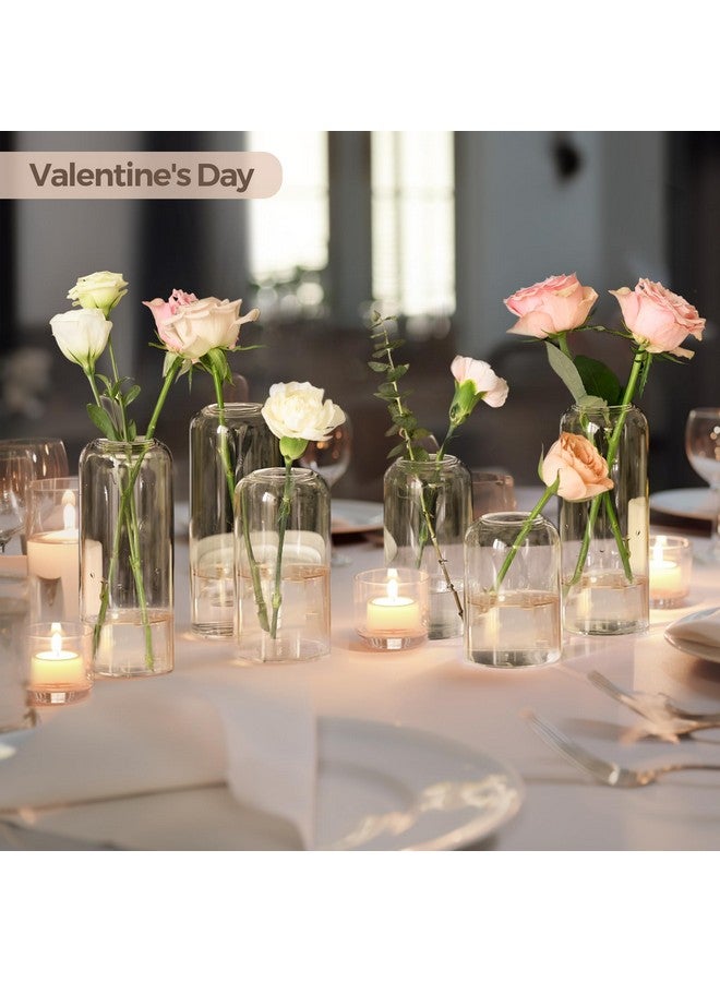 كومساف مجموعة مزهريات زهور صغيرة من ComSaf مكونة من 12 قطعة، مزهريات براعم زجاجية بكميات كبيرة، مزهريات شفافة للزهور، قطعة ديكور مركزية للحمام، مزهريات زخرفية لتدفئة المنزل، عيد الحب، عيد الأم، عيد الشكر - Image 4