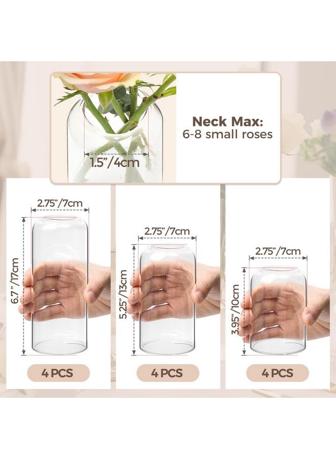 كومساف مجموعة مزهريات زهور صغيرة من ComSaf مكونة من 12 قطعة، مزهريات براعم زجاجية بكميات كبيرة، مزهريات شفافة للزهور، قطعة ديكور مركزية للحمام، مزهريات زخرفية لتدفئة المنزل، عيد الحب، عيد الأم، عيد الشكر - Image 5